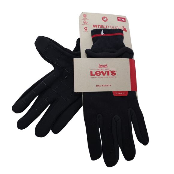 Levi's Mens Intelitouch Active Fit Winter Gloves - Mens XL - Black/Red - NWT - Picture 1 of 4